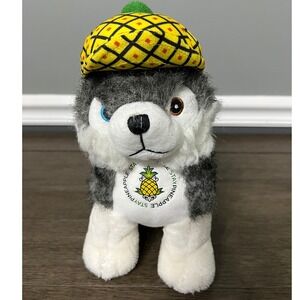 Stay Pineapple Husky Dog Plush Toy Stuffed Animal with Pineapple Hat
